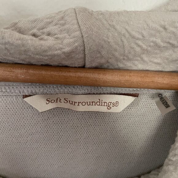 Soft Surroundings Cowl Neck Tunic 3X Beige Textured Lagenlook Pocket Boho Casual - Picture 7 of 13